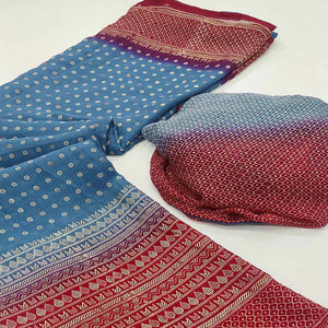 Blue Foil Printed Georgette Saree