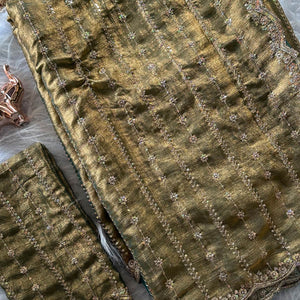 Elegant Green Silk Saree Adorned With Floral Sequins Embroidery & Cutwork Zari Border