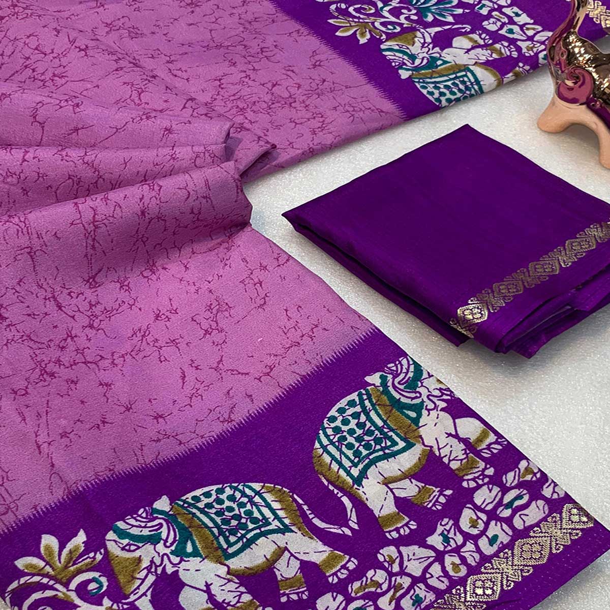 Pink Dola Silk Saree With Abstract Patterns And Kalamkari Pallu Art