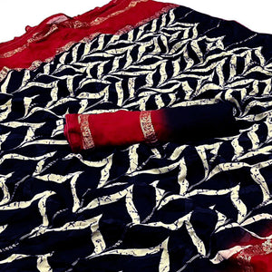 Blue Printed Georgette Saree