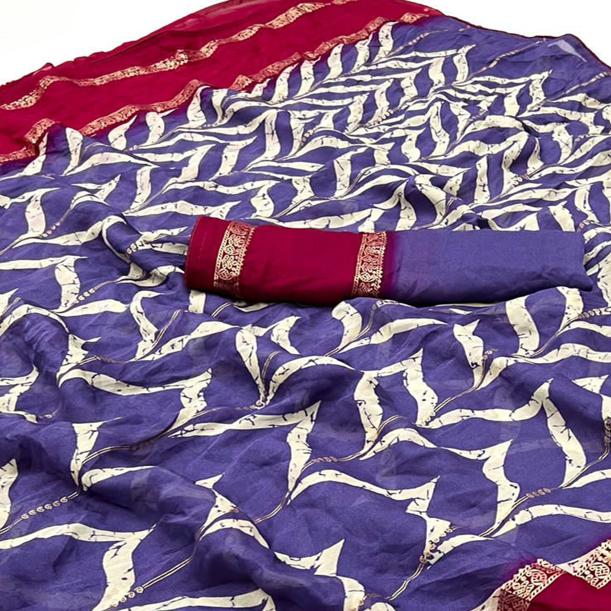 Lavender Printed Georgette Saree