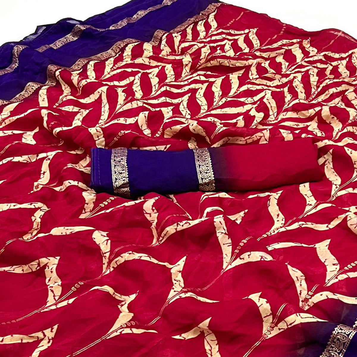 Pink Printed Georgette Saree