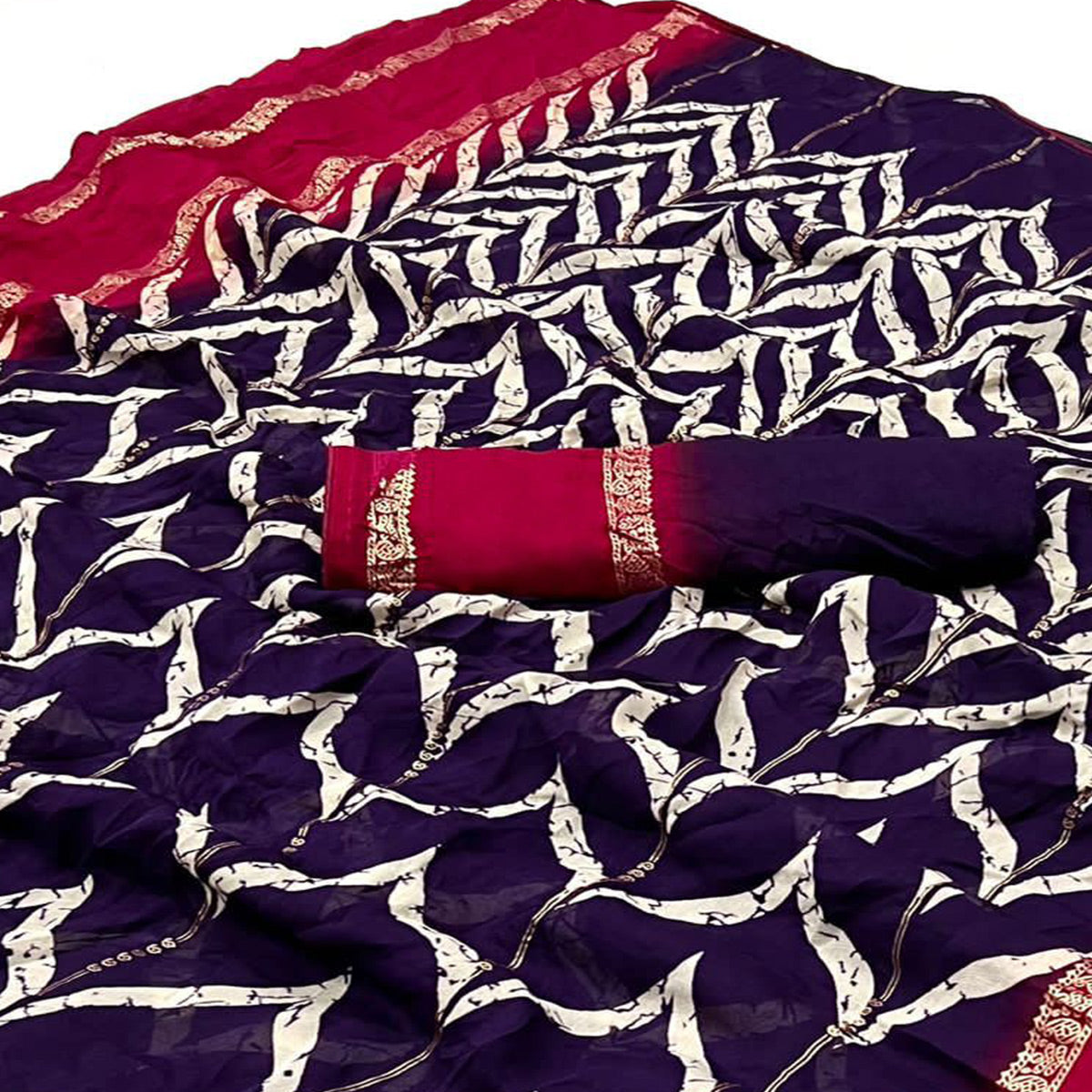 Purple Printed Georgette Saree