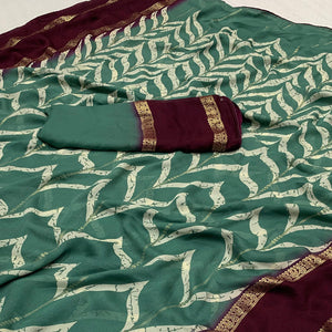Sea Green Printed Georgette Saree