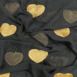 Black & Yellow Embroidered Georgette Saree