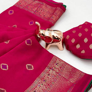 Pink Viscose Saree with Foil Geometric Prints