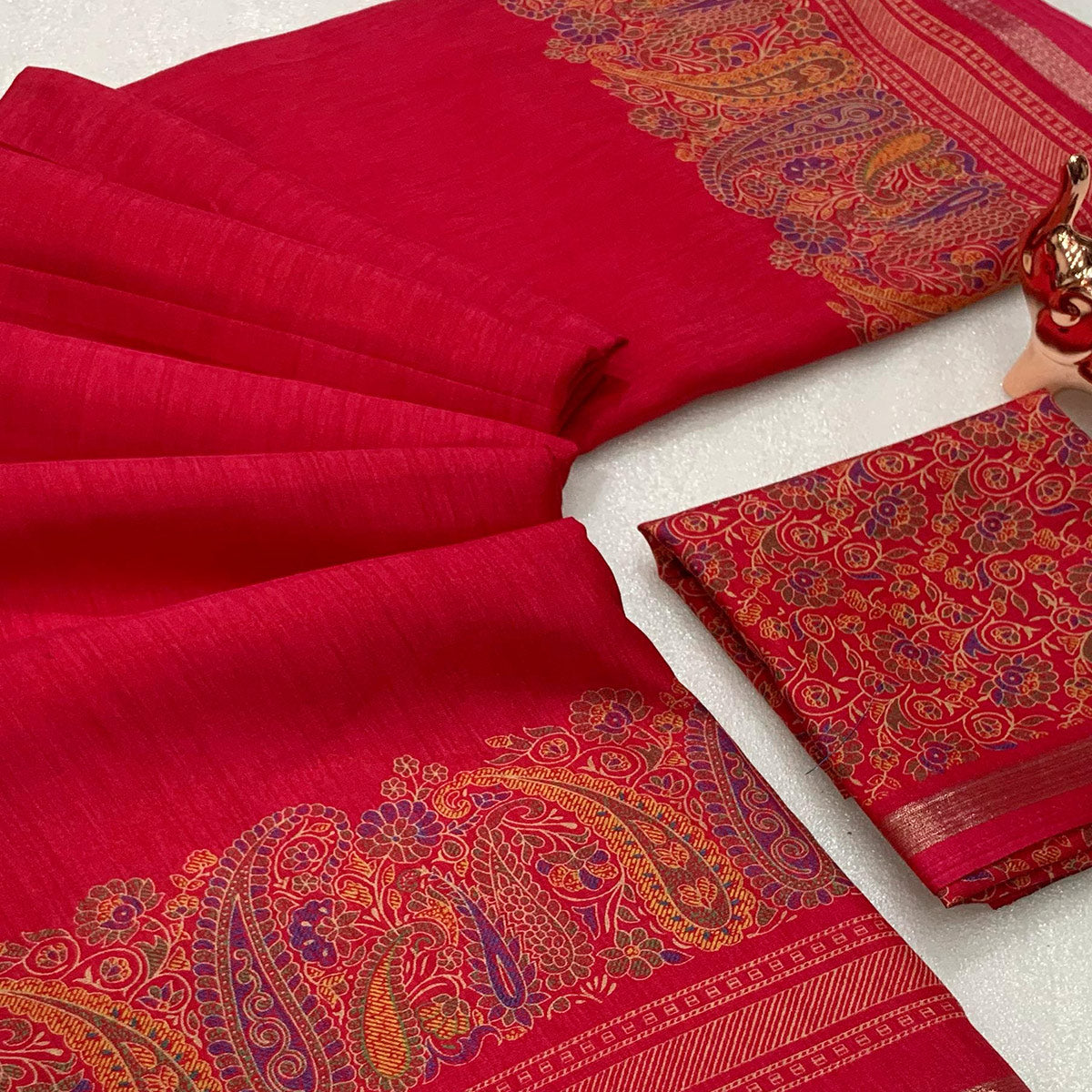 Traditional Pink Kashmiri Printed Silk Blend Saree