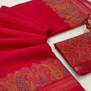 Traditional Pink Kashmiri Printed Silk Blend Saree