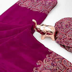 Classic Pink Satin Saree Featuring Traditional Ajrakh Paisley Printed Pattern