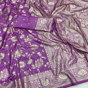 Lavender Zari Woven Dola Silk Saree