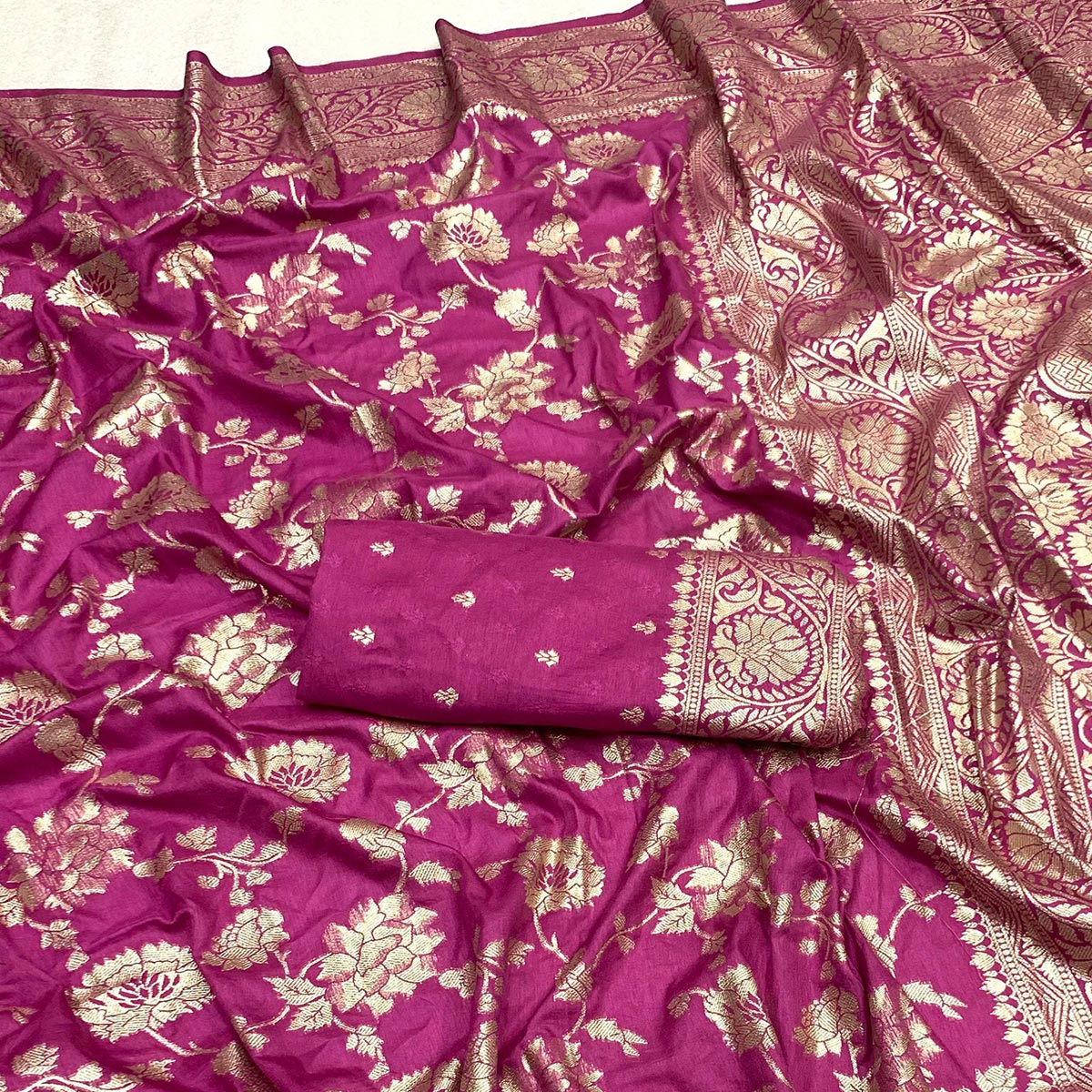 Magenta Zari Woven Dola Silk Saree