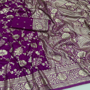 Purple Zari Woven Dola Silk Saree