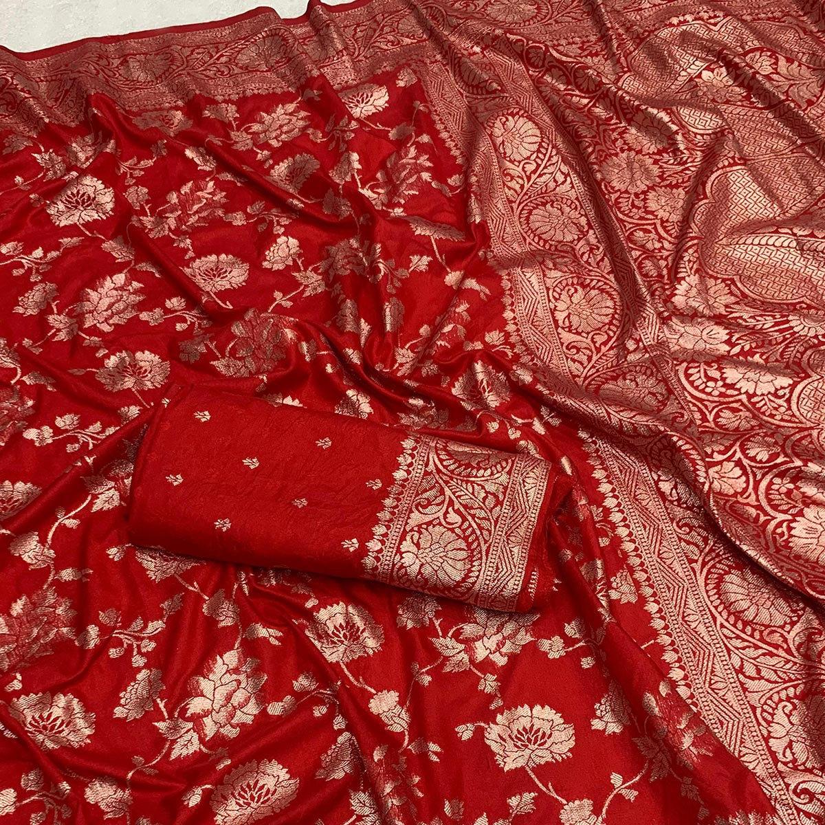 Red Zari Woven Dola Silk Saree