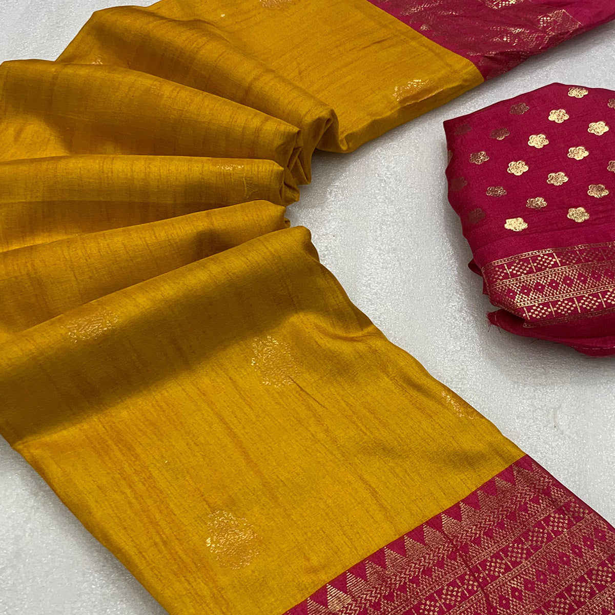 Mustard Patola Printed Dola Silk Saree