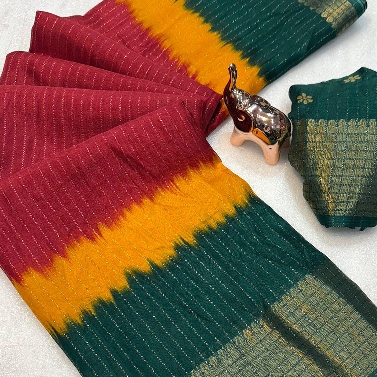 Maroon Dual Tone Woven Dola Silk Saree with Zari Weaving