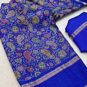 Gorgeous Blue Soft Silk Blend Saree Featuring Classic Paisley Prints for Elegant Occasions