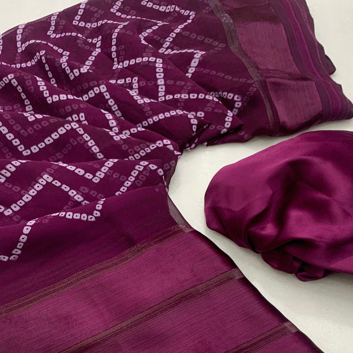 Purple Bandhani Printed Georgette Saree