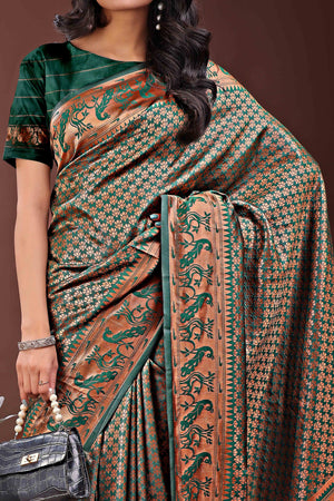 Green Saree in Banarasi Silk with Luxurious Zari Brocade Weaving