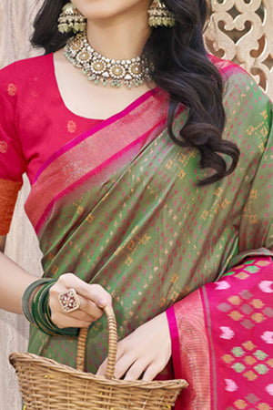 Green Ikkat Woven Silk Saree for Festive Celebrations