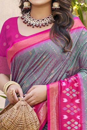 Grey Ikkat Woven Silk Saree for Festive Celebrations