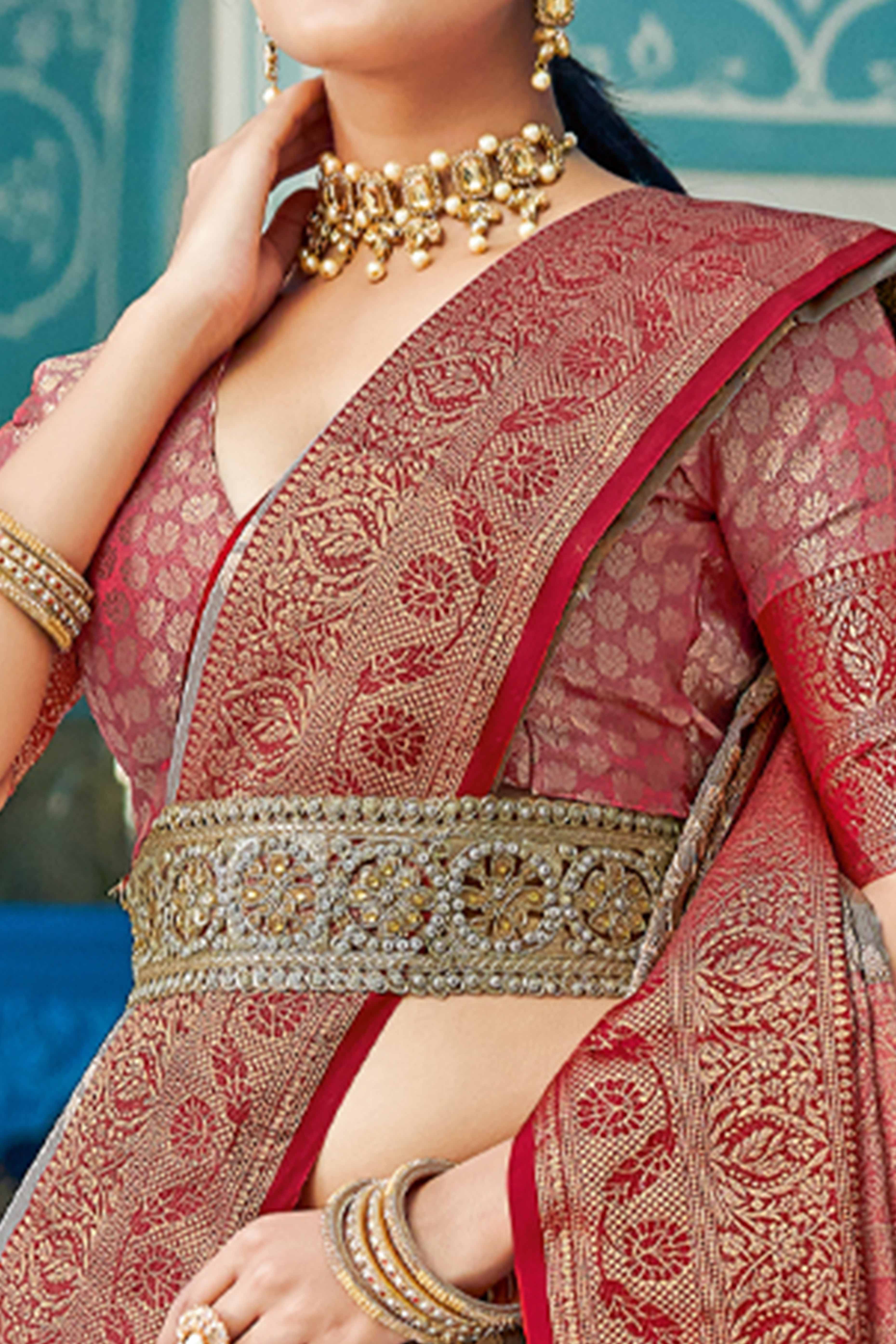 Grey Saree Featuring Exquisite Floral Zari Weaving On Linen Cotton