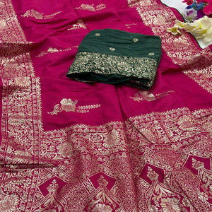 Pink Traditional Muslin Soft Saree Featuring Luxurious Meenakari Zari Patterns