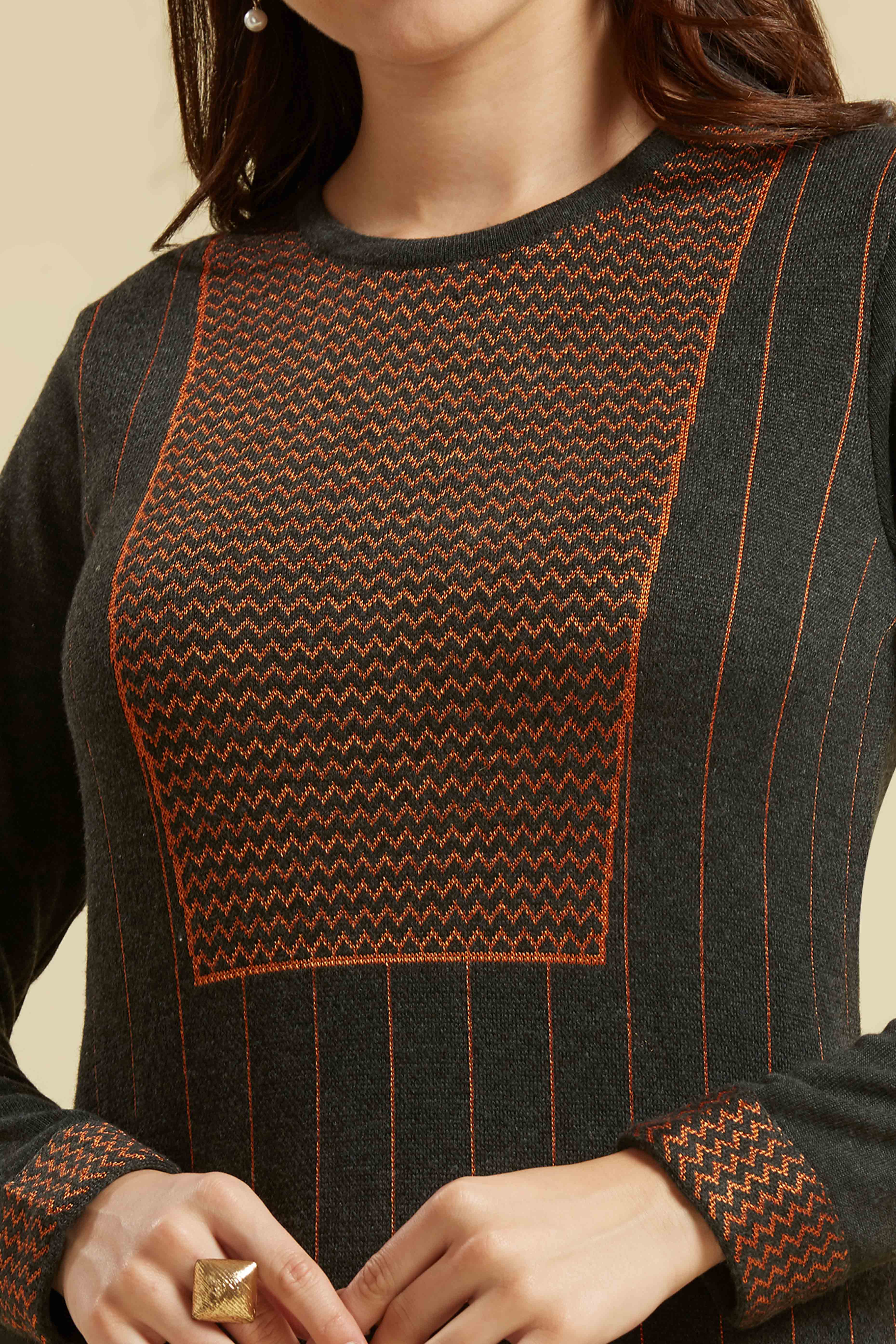 Grey Woolen Straight Kurti