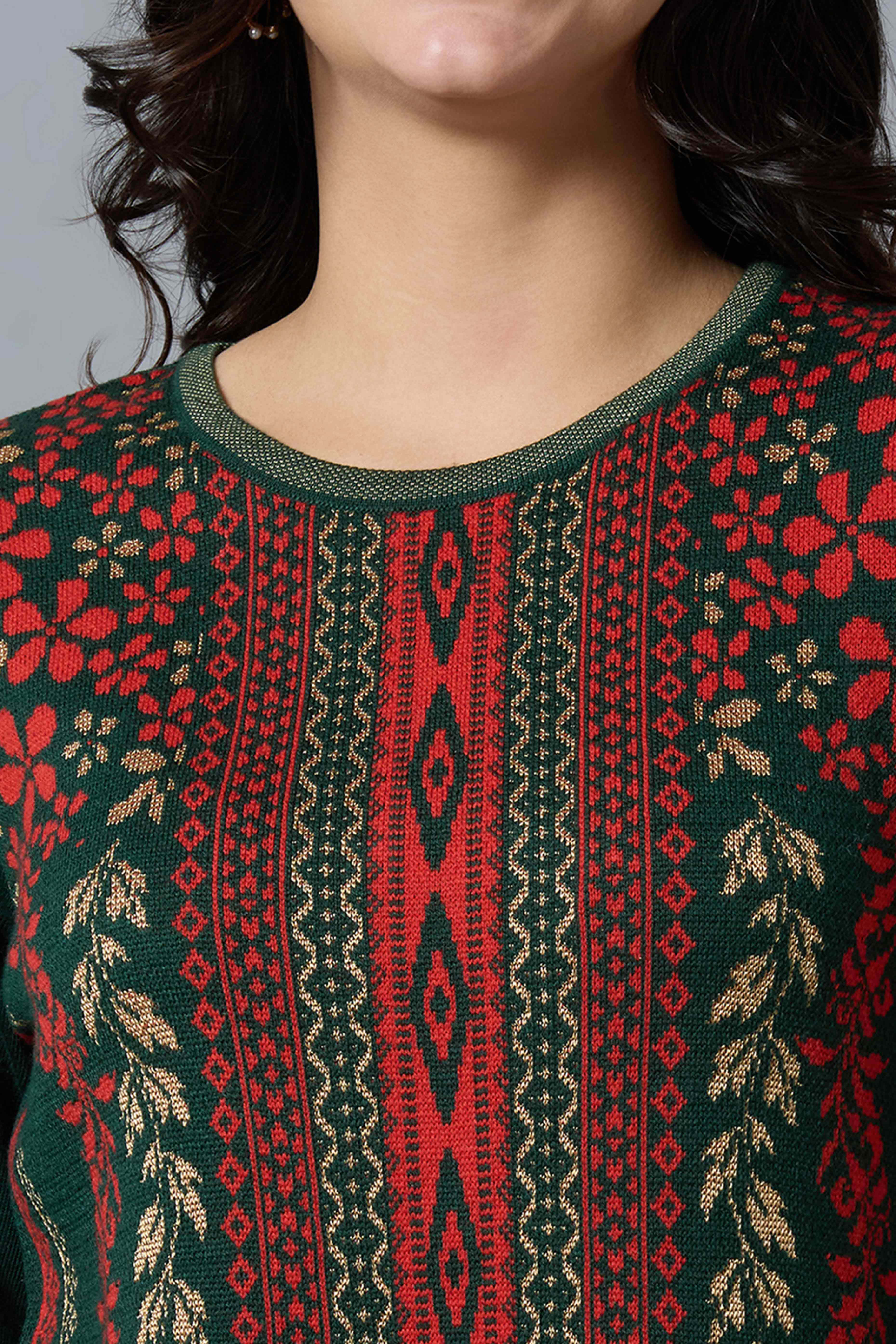 Bottle Green Woolen Straight Kurti