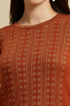 Dark Rust Woolen Straight Kurti