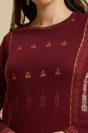 Wine Woolen Straight Kurti