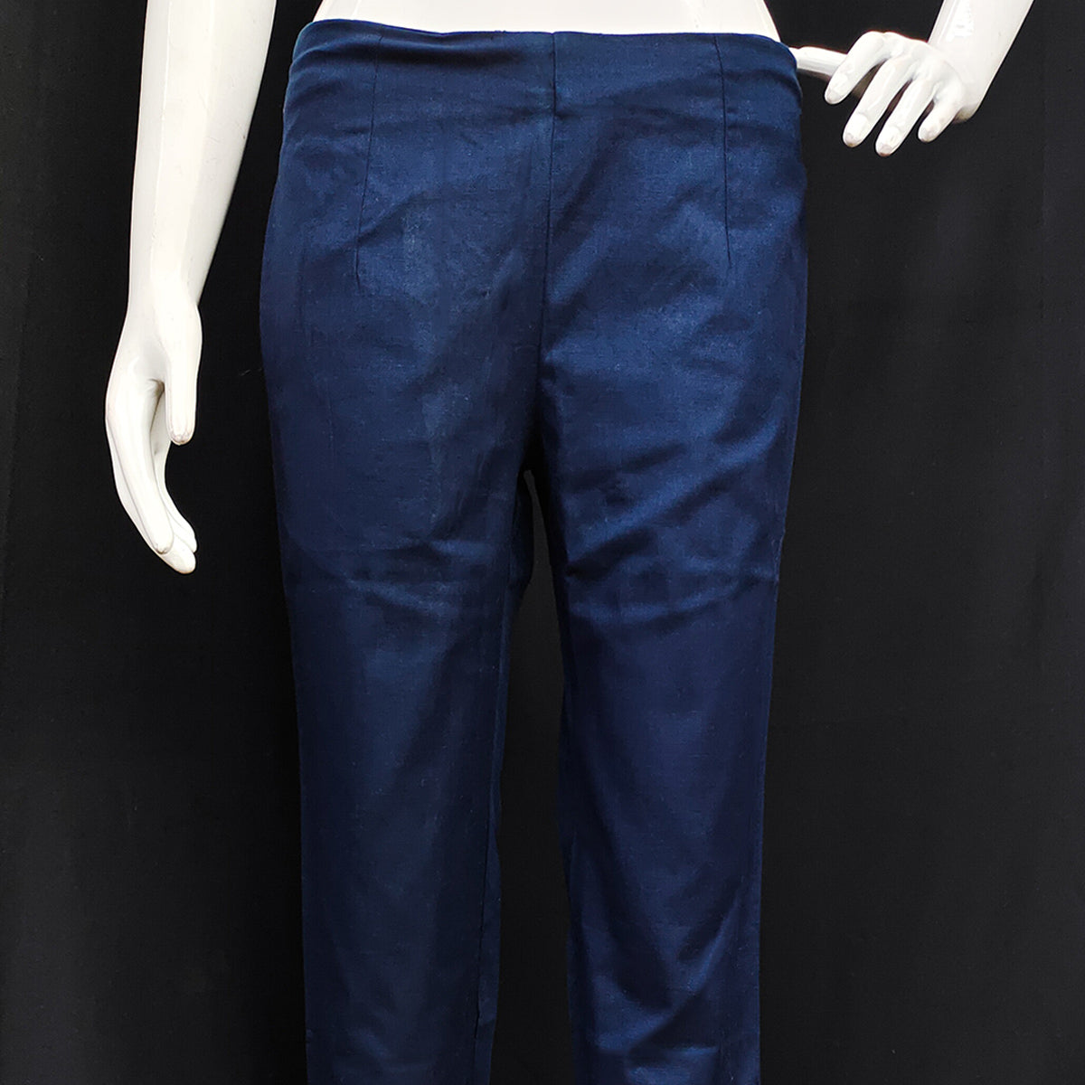 Navy Blue Solid Pure Cotton Pant