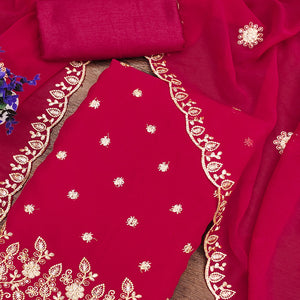 Pink Floral Sequins Embroidered Georgette Dress Material