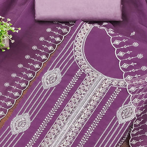 Mauve Star Georgette Suit Fabric Highlighted with Fine Thread Embroidery Work