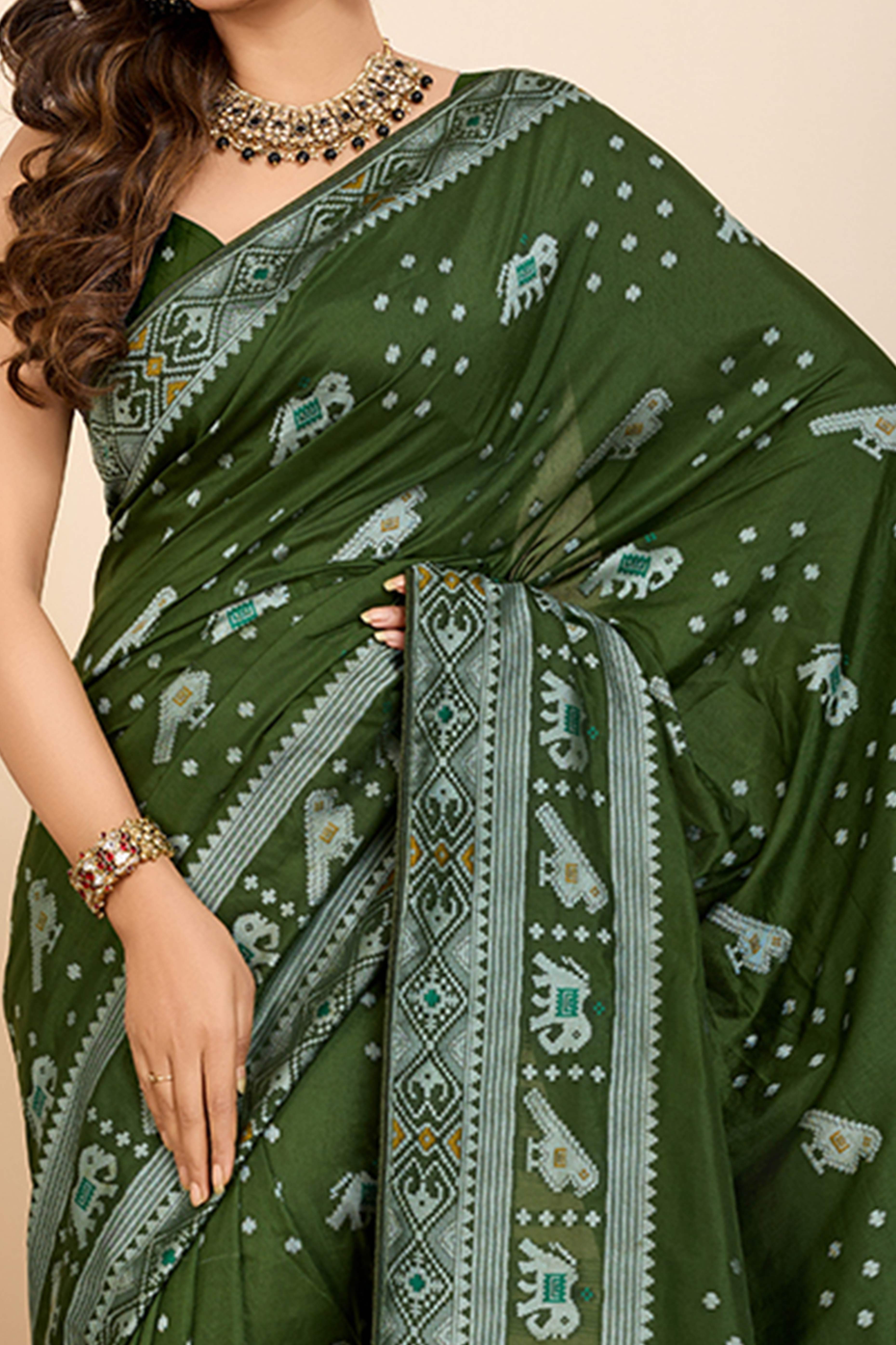 Green Minakari Weaving Pure Silk Saree