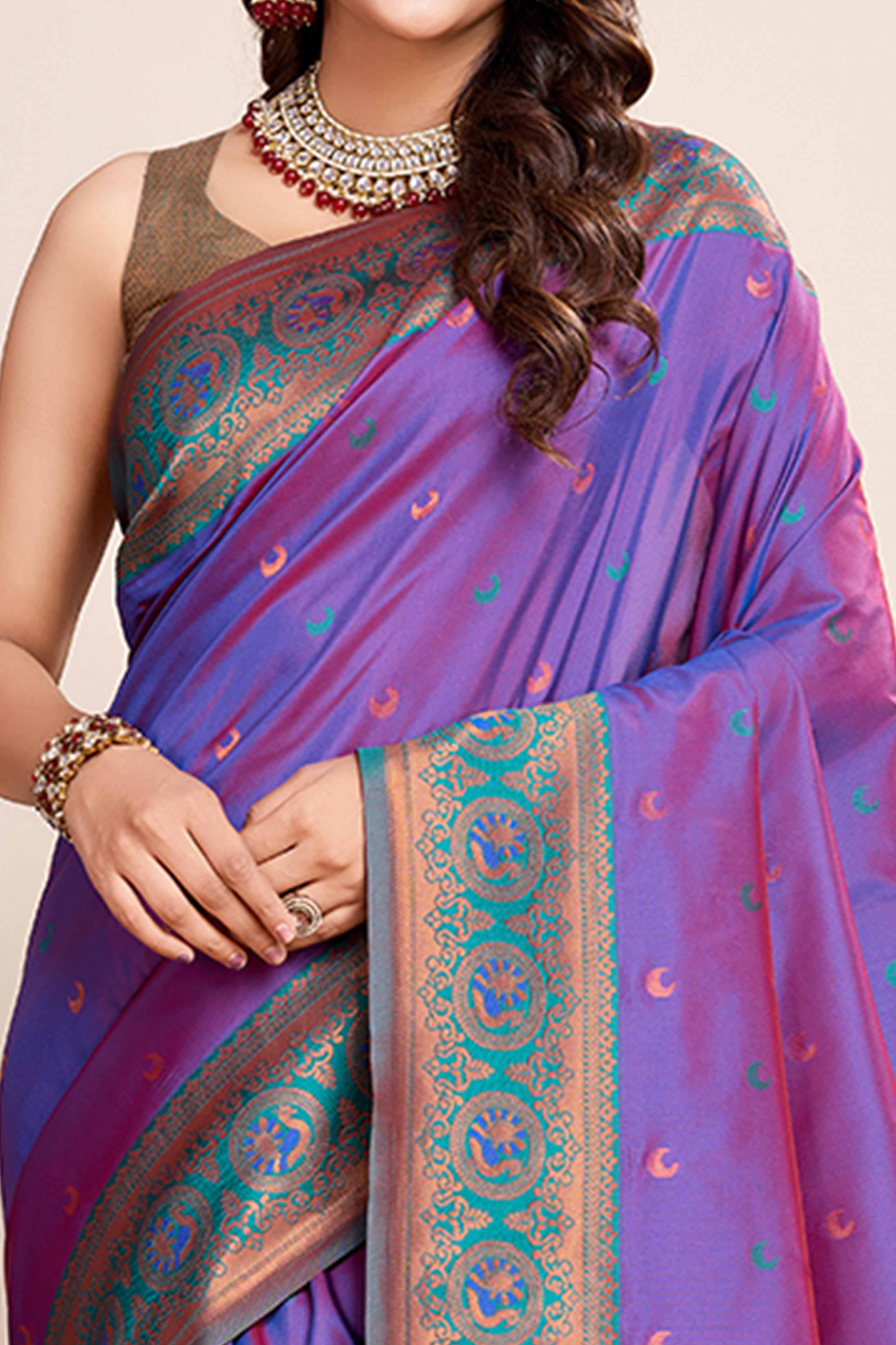 Purple Zari Weaving Banarasi Silk Saree