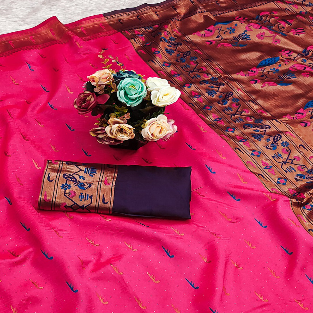 Pink Woven Pure Silk Paithani Saree