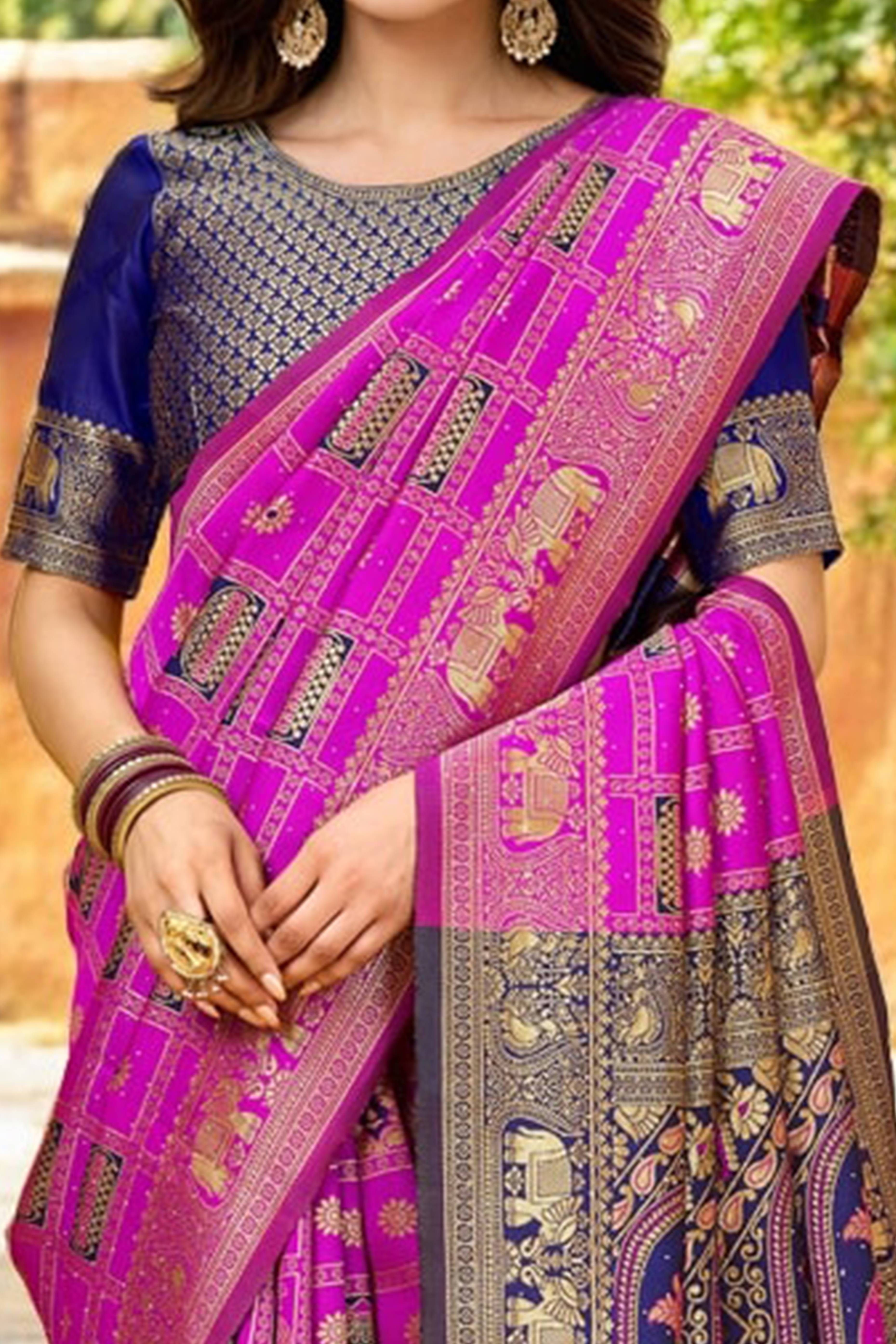 Pink Floral Weaving Paithani Saree In Soft Silk Accented With A Stylish Tassel Border Pallu