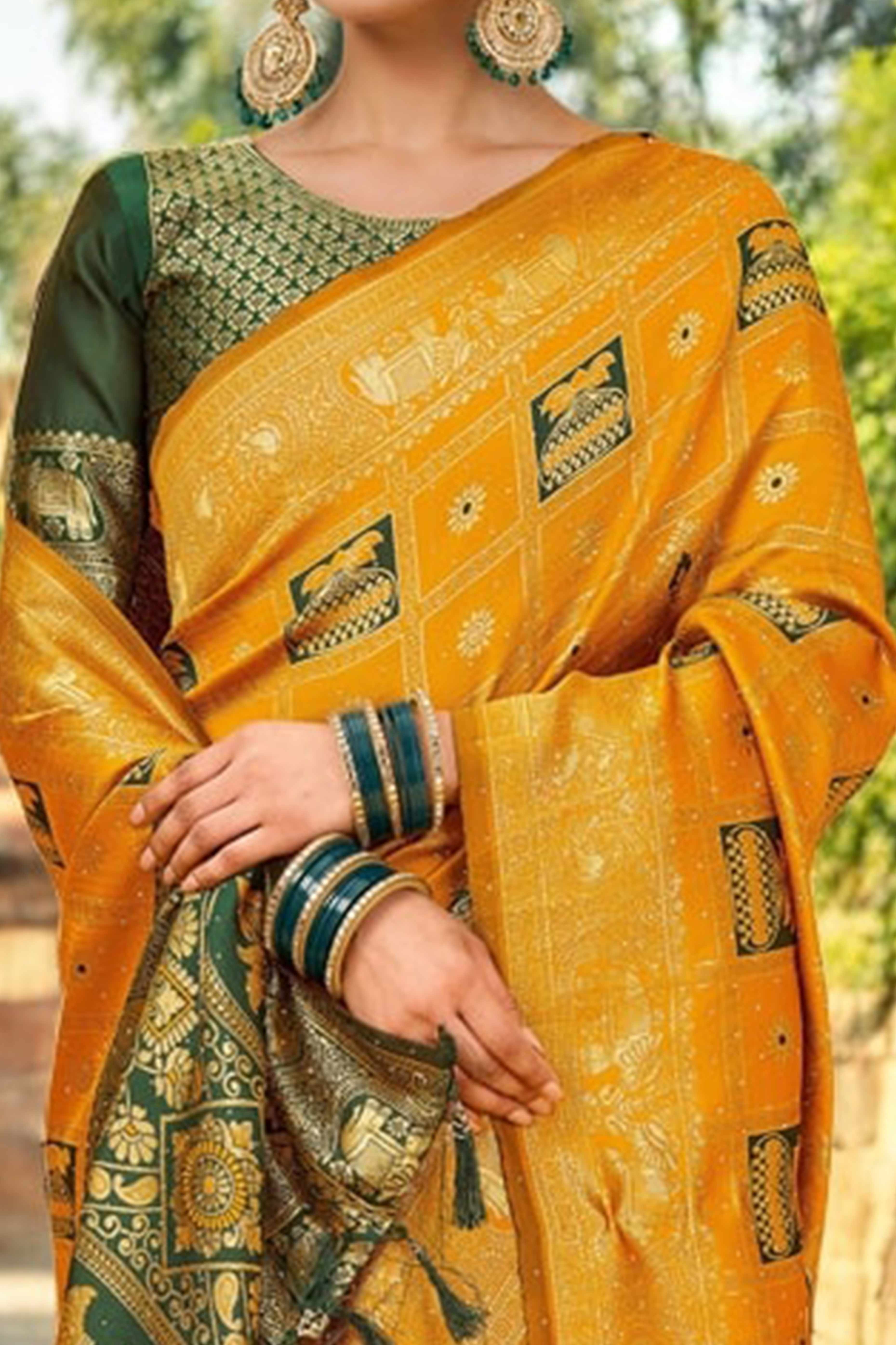 Orange Floral Weaving Paithani Saree In Soft Silk Accented With A Stylish Tassel Border Pallu