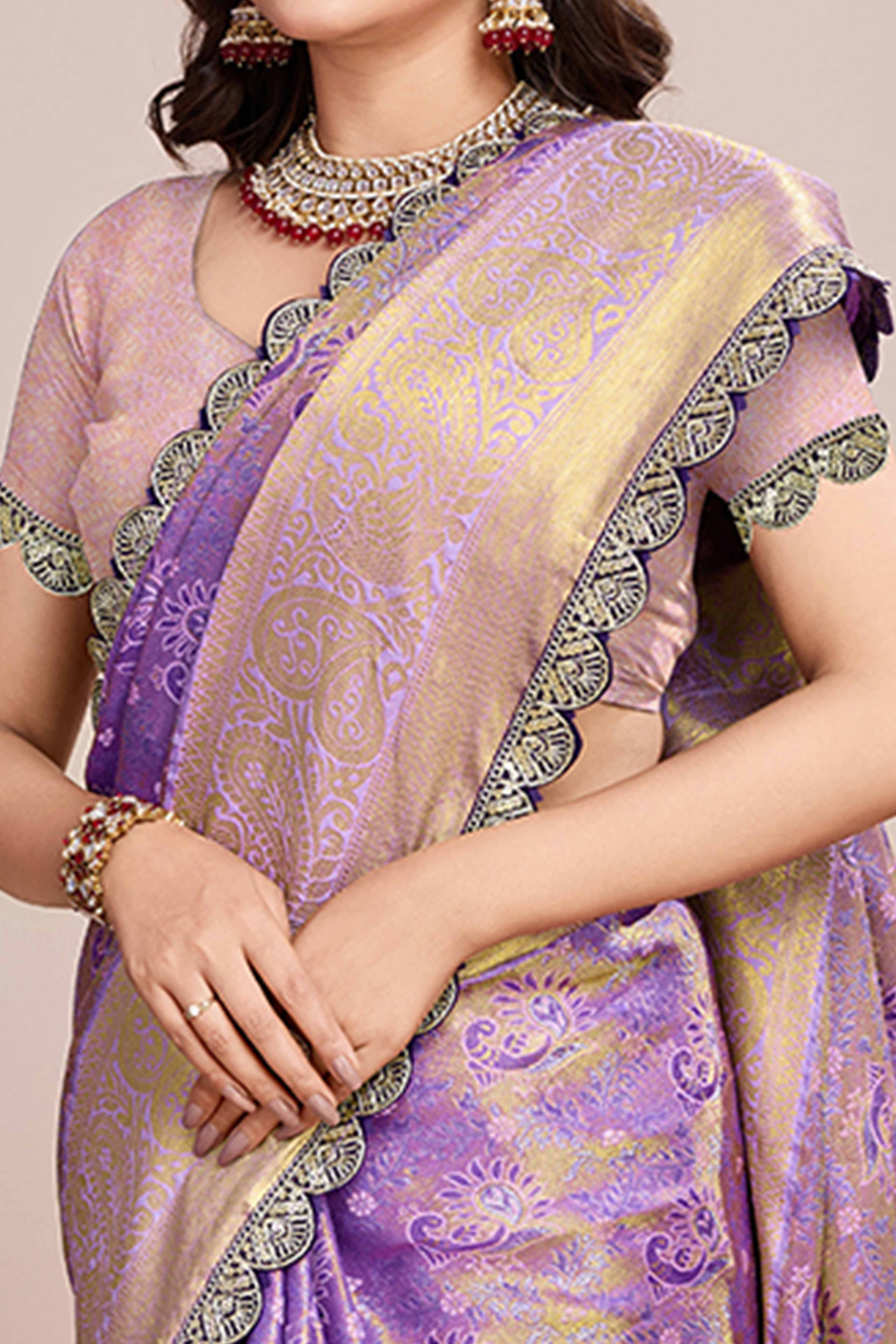 Purple Zari Weaving Kanjivaram Silk Saree