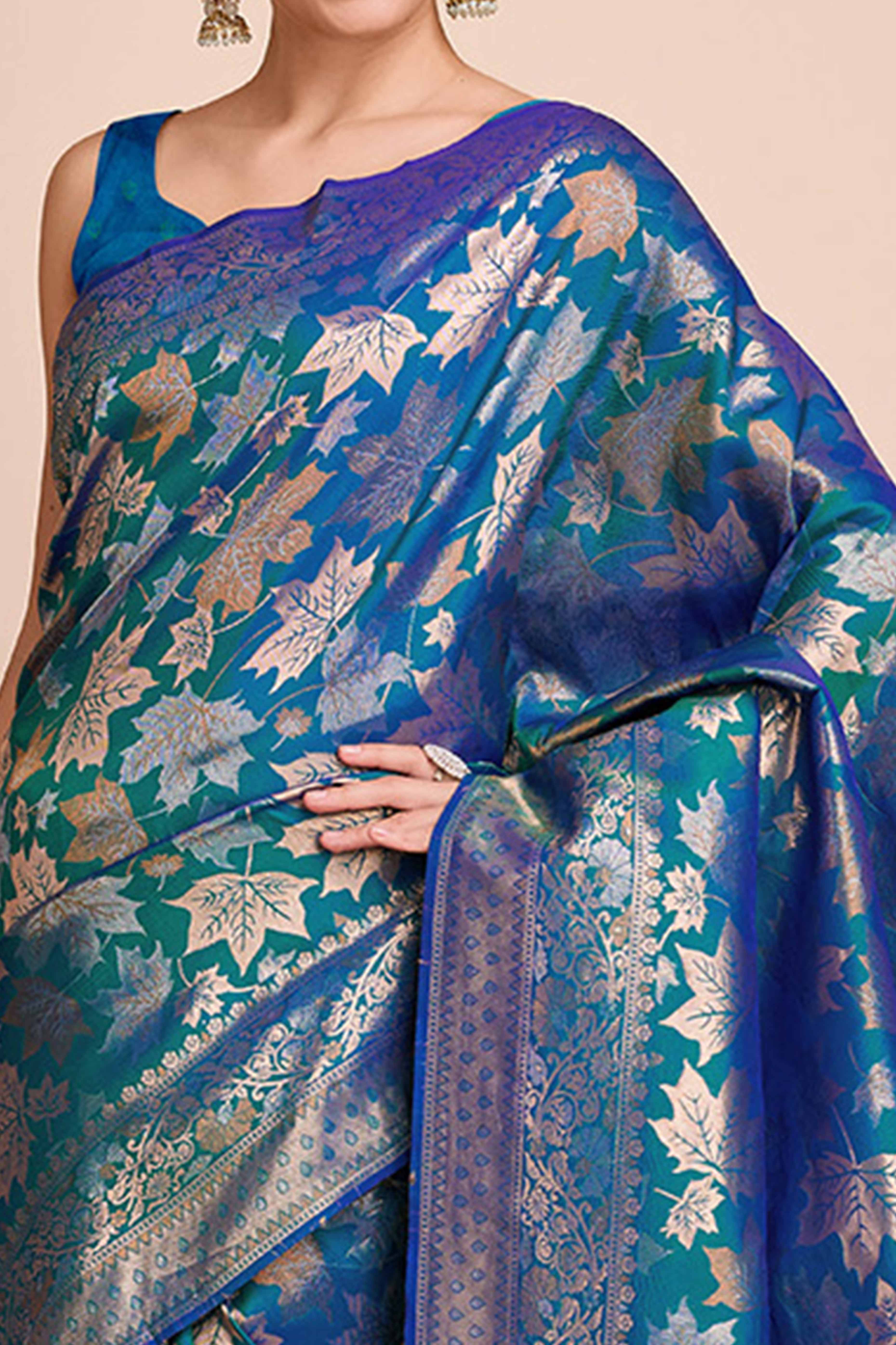 Regal Blue Zari Weaving Pure Silk Saree