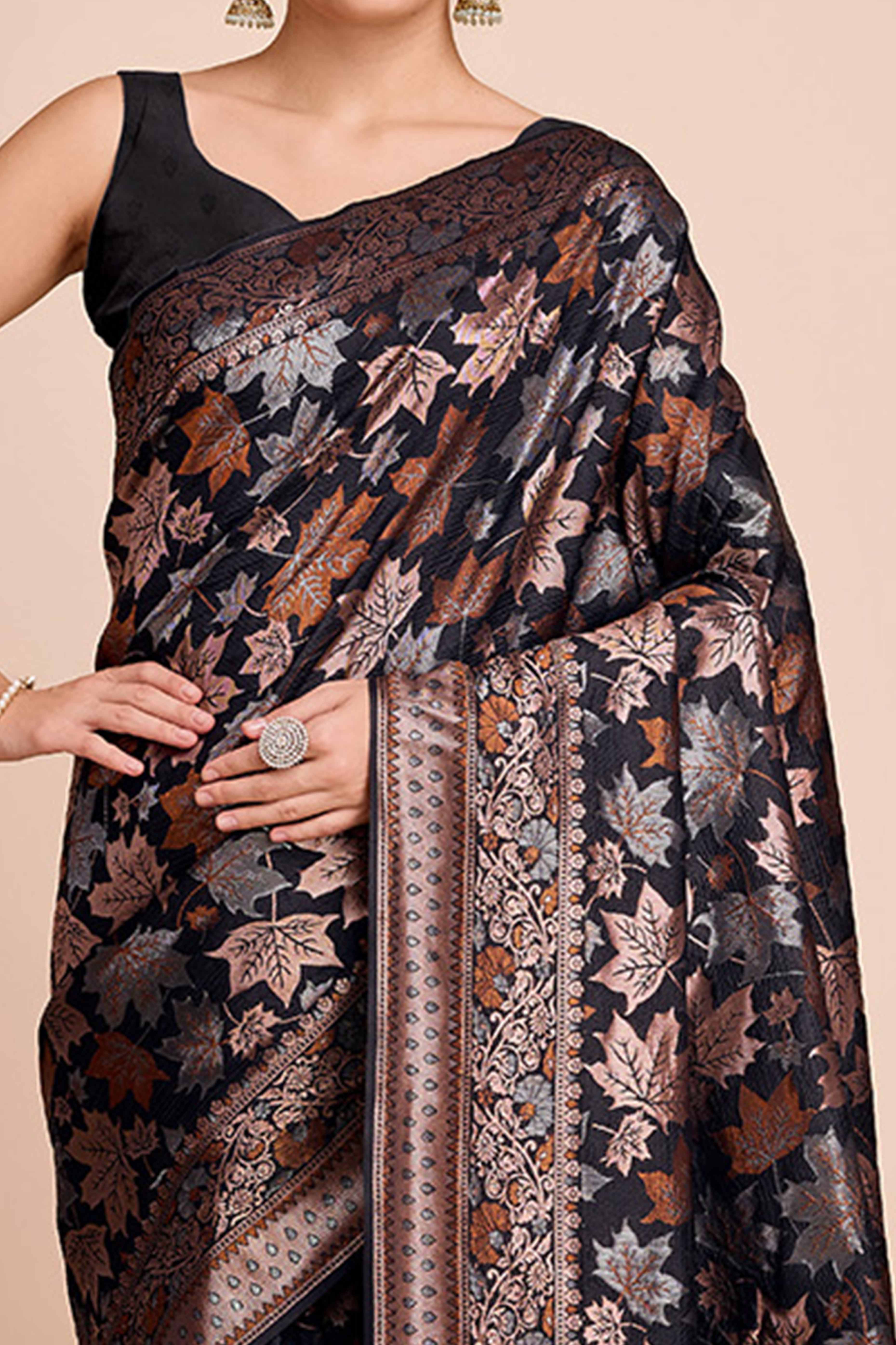 Black Zari Weaving Pure Silk Saree