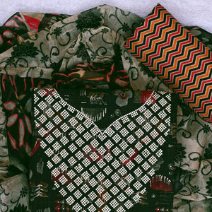 Green Floral Printed With Stone Work Yoke Pure Cotton Dress Material