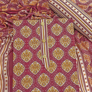 Maroon Lightweight Pure Cotton Dress Fabric Featuring Delicate Floral Prints