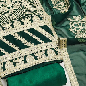 Green Floral Embroidered Georgette Dress Material