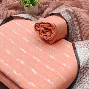 Charming Peach Woven Poly Cotton Blend Dress Material