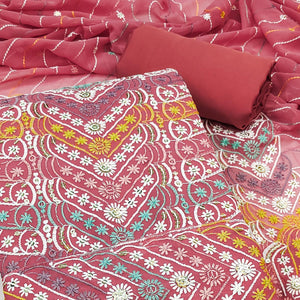 Pink Dress Material In Rich Jacquard With Intricate Heavy Embroidery