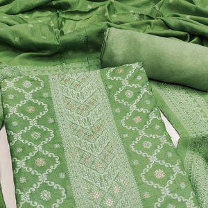 Banarasi Inspired Dark Green Jacquard Fabric for Elegant Ensembles