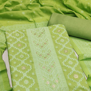 Banarasi Inspired Light Green Jacquard Fabric for Elegant Ensembles