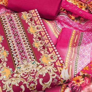 Pink Dress Material in Rayon with Delicate Floral Patterns