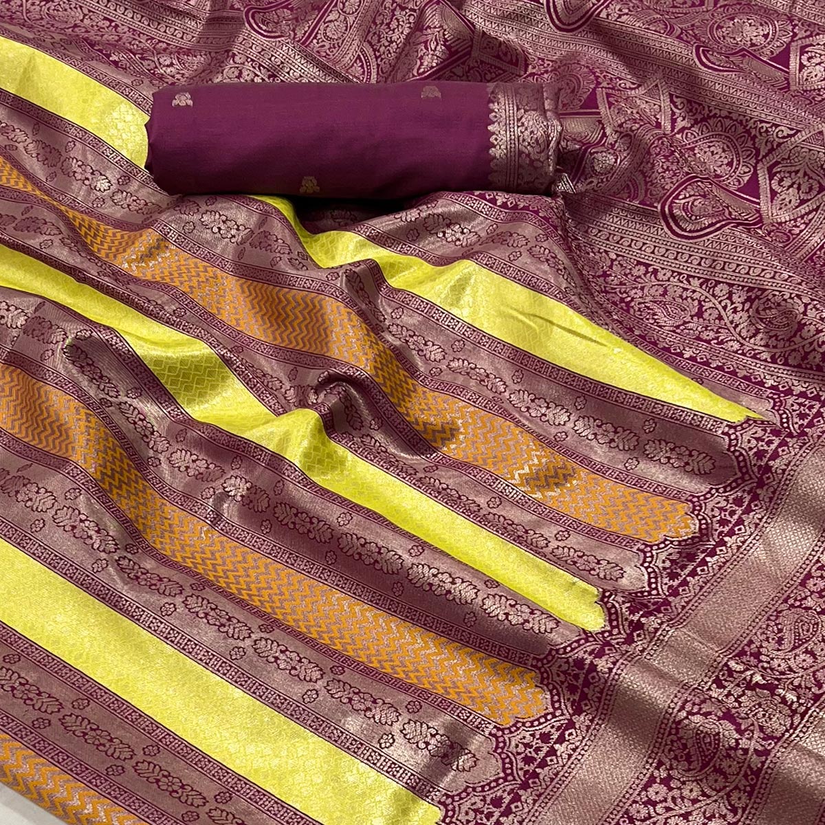 Maroon Zari Weaving Kanjivaram Silk Saree